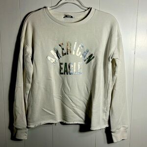 American Eagle Outfitters Raw Hem Long Sleeve White Size Small